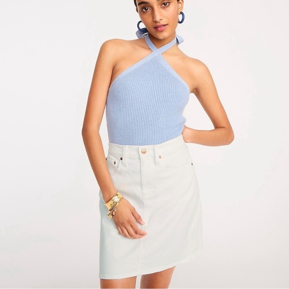J.Crew Denim Mini Skirt in Bright White  Size 32 SOLD OUT ONLINE